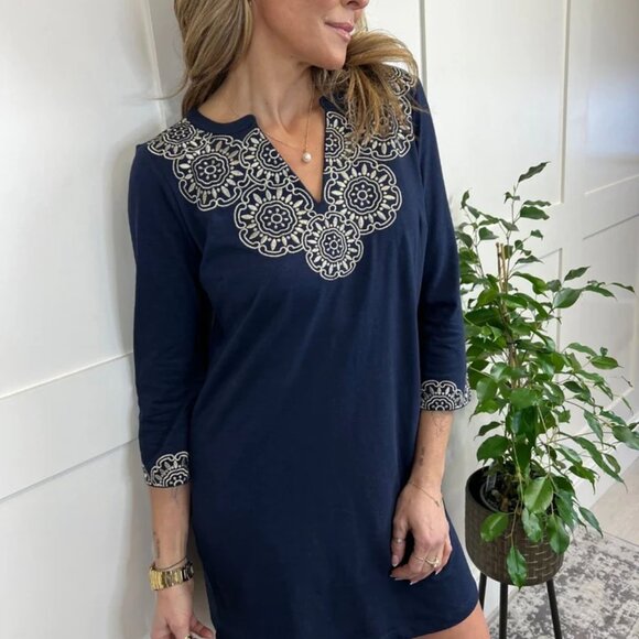 Boden Eda Embroidered Jersey Tunic Top Size 6 - Picture 1 of 6